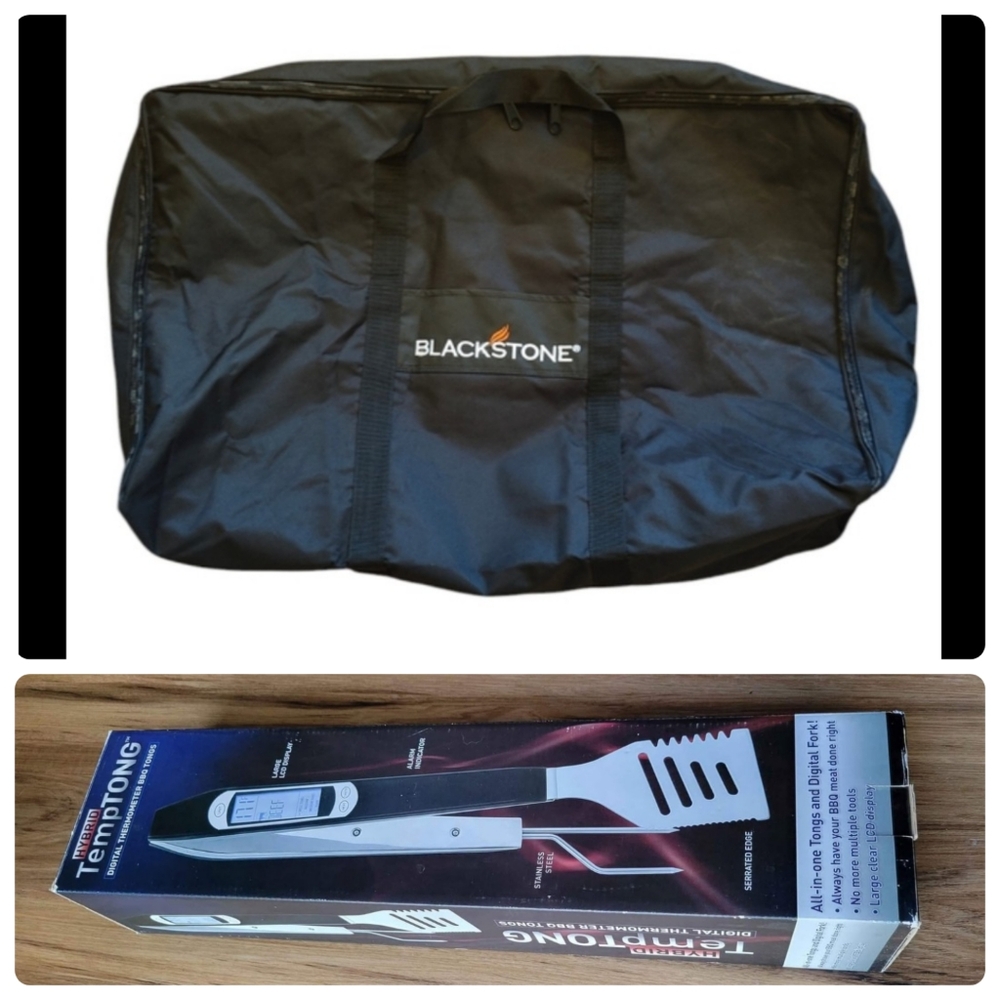 Blackstone Cover Carry Bag (for 28" Grill Top?) AND BBQ Tongs/Meat Thermometer